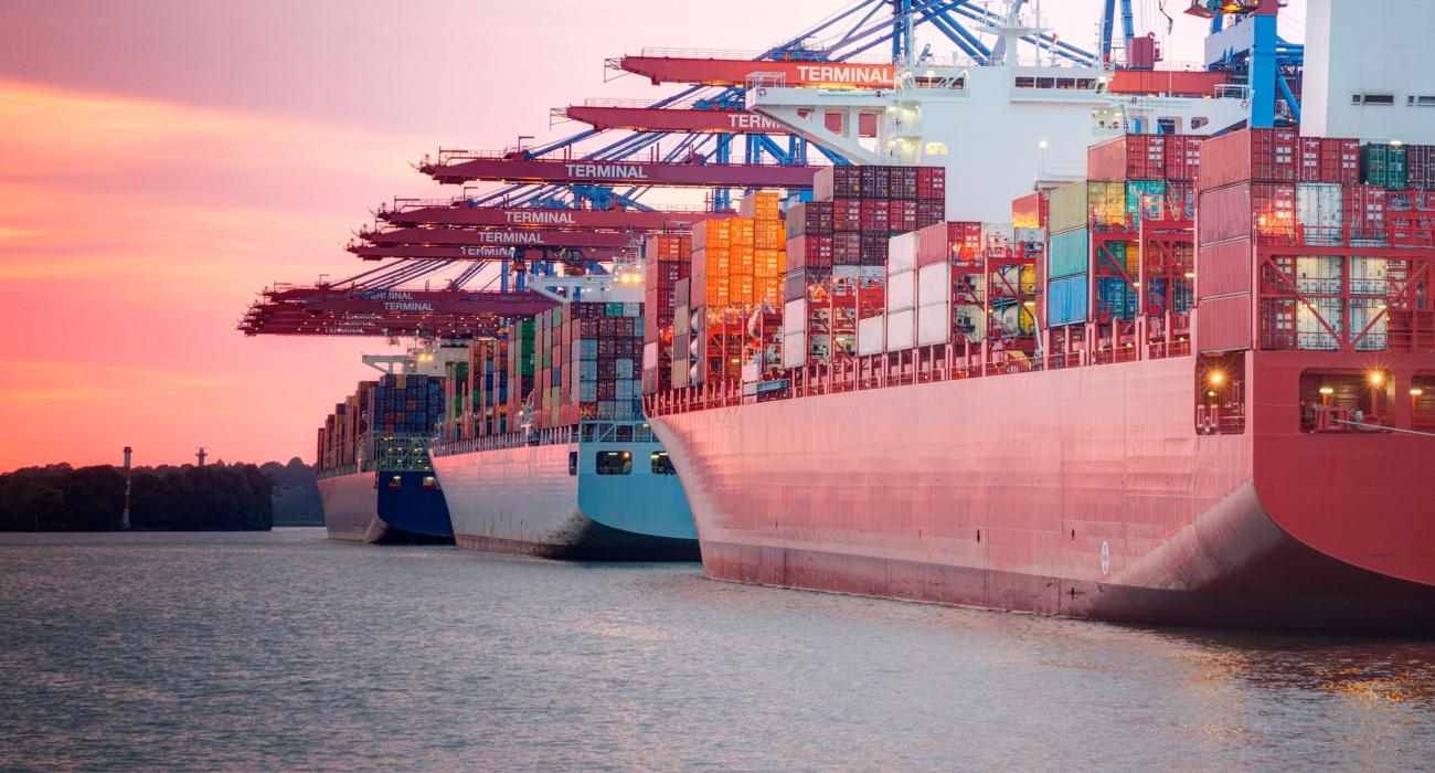 Shipping containers on a barge